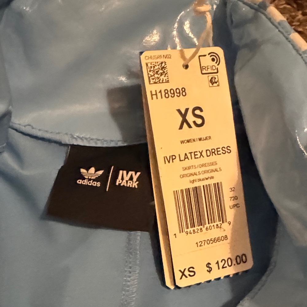 Adidas Ivy Park Light Blue Latex Dress - Picture 2 of 4
